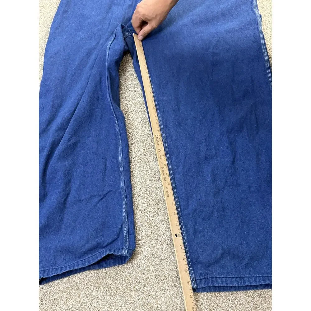 Liberty Overalls Mens 52x30 Big Tall Blue Denim Bib Relaxed Fit Workwear Pockets - Picture 3 of 10
